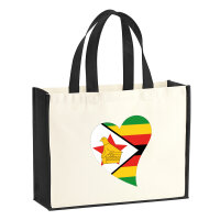 Jutetasche Simbabwe Flagge Herz 21 Liter Black