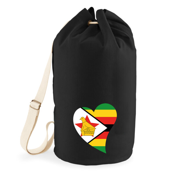 Seesack Simbabwe Flagge Herz 20 Liter Black