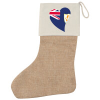 Weihnachtsstrumpf Anguilla Flagge Herz Beige Jute