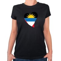 Damen T-Shirt Antigua und Barbuda Flagge Herz