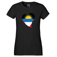 Damen T-Shirt Antigua und Barbuda Flagge Herz