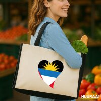 Jutetasche Antigua und Barbuda Flagge Herz 21 Liter Black