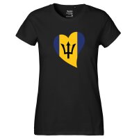 Damen T-Shirt Barbados Flagge Herz
