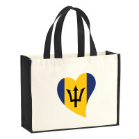 Jutetasche Barbados Flagge Herz 21 Liter Black