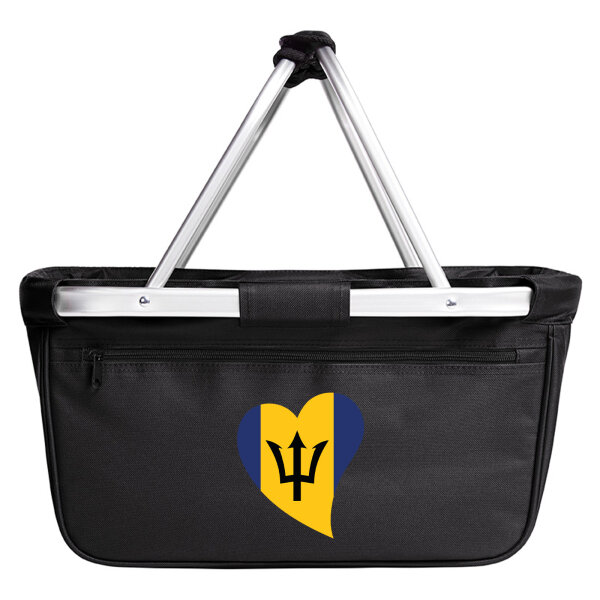 Einkaufskorb faltbar Barbados Flagge Herz 20 Liter Black