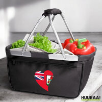 Einkaufskorb faltbar Bermuda Flagge Herz 20 Liter Black