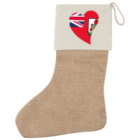 Weihnachtsstrumpf Bermuda Flagge Herz Beige Jute