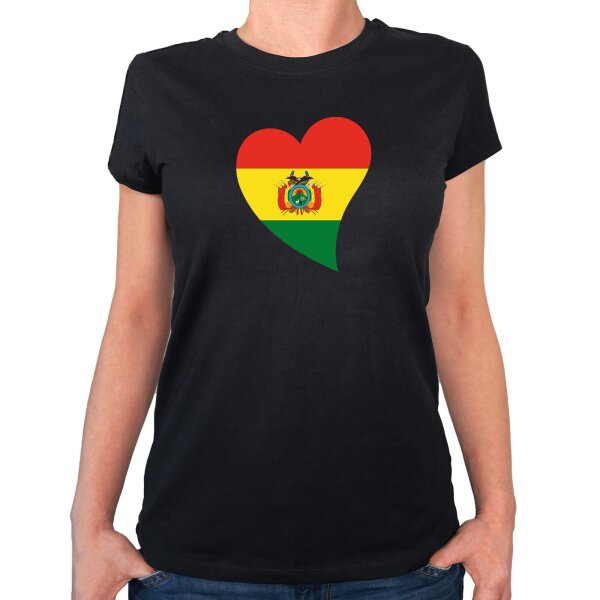 Damen T-Shirt Bolivien Flagge Herz