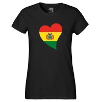 Damen T-Shirt Bolivien Flagge Herz