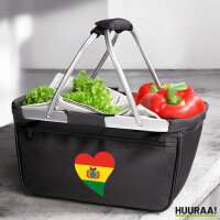 Einkaufskorb faltbar Bolivien Flagge Herz 20 Liter Black