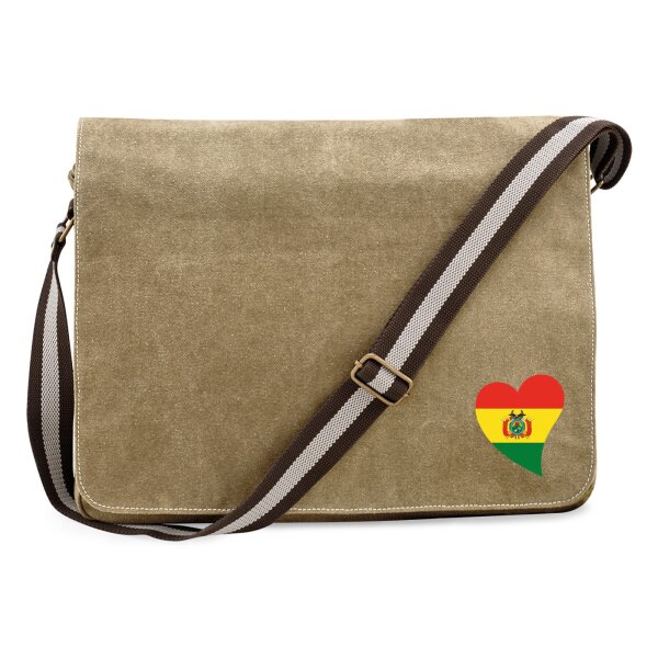 Umhängetasche Bolivien Flagge Herz 14 Liter