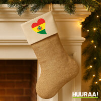 Weihnachtsstrumpf Bolivien Flagge Herz Beige Jute