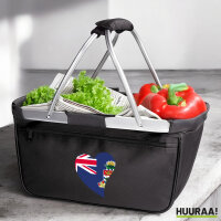 Einkaufskorb faltbar Kaimaninseln Flagge Herz 20 Liter Black