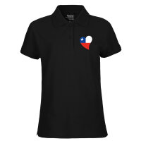 Damen Polo Shirt Chile Flagge Herz