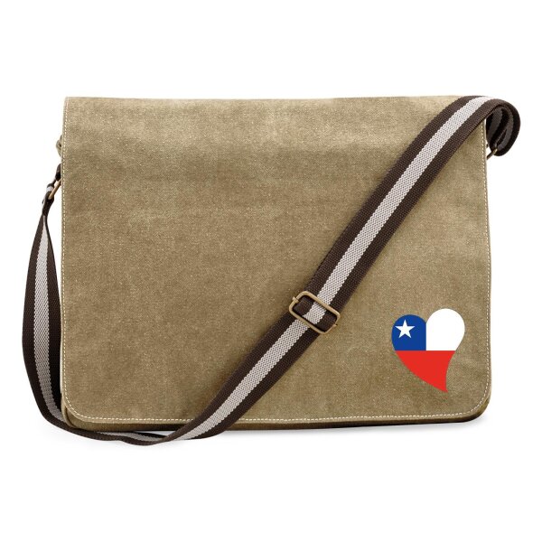 Umhängetasche Chile Flagge Herz 14 Liter