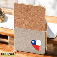 Notizbuch A5 Chile Flagge Herz 80 Blatt inkl. Kugelschreiber