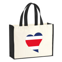 Jutetasche Costa Rica Flagge Herz 21 Liter Black