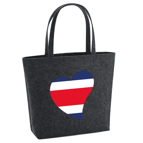 Filzshopper Costa Rica Flagge Herz, 22 Liter