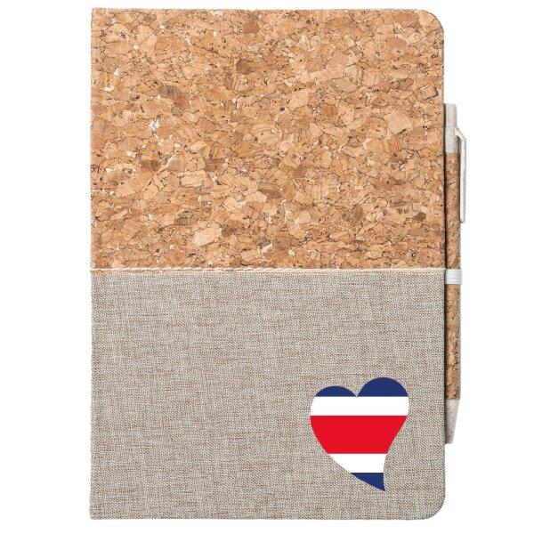 Notizbuch A5 Costa Rica Flagge Herz 80 Blatt inkl. Kugelschreiber