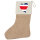 Weihnachtsstrumpf Costa Rica Flagge Herz Beige Jute