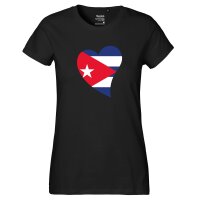 Damen T-Shirt Kuba Flagge Herz