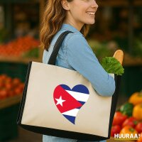 Jutetasche Kuba Flagge Herz 21 Liter Black