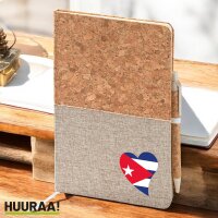 Notizbuch A5 Kuba Flagge Herz 80 Blatt inkl. Kugelschreiber