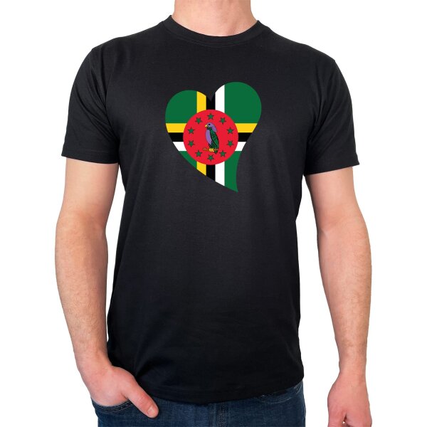 Herren T-Shirt Dominica Flagge Herz