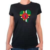 Damen T-Shirt Dominica Flagge Herz
