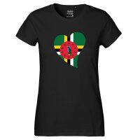 Damen T-Shirt Dominica Flagge Herz