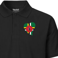 Damen Polo Shirt Dominica Flagge Herz