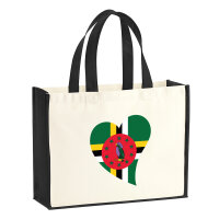 Jutetasche Dominica Flagge Herz 21 Liter Black