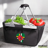 Einkaufskorb faltbar Dominica Flagge Herz 20 Liter Black