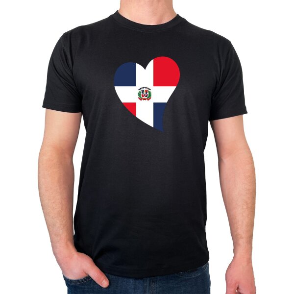 Herren T-Shirt Dominikanische Republik Flagge Herz