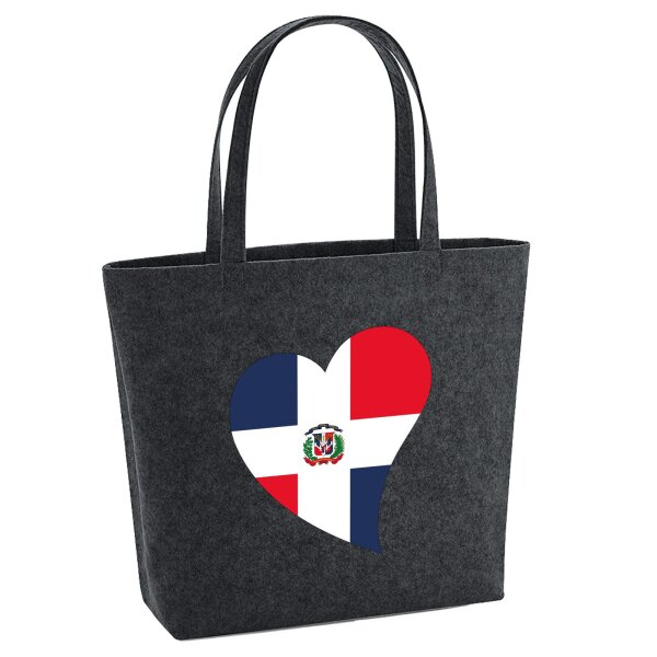 Filzshopper Dominikanische Republik Flagge Herz, 22 Liter
