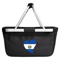 Einkaufskorb faltbar El Salvador Flagge Herz 20 Liter Black
