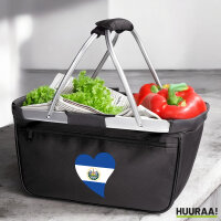 Einkaufskorb faltbar El Salvador Flagge Herz 20 Liter Black