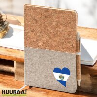 Notizbuch A5 El Salvador Flagge Herz 80 Blatt inkl....