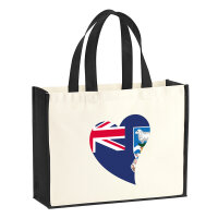 Jutetasche Falklandinseln Flagge Herz 21 Liter Black