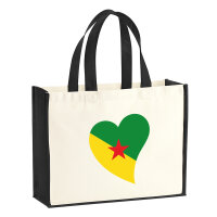 Jutetasche Franz&ouml;sisch-Guayana Flagge Herz 21...