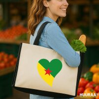 Jutetasche Franz&ouml;sisch-Guayana Flagge Herz 21...
