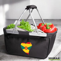 Einkaufskorb faltbar Grenada Flagge Herz 20 Liter Black