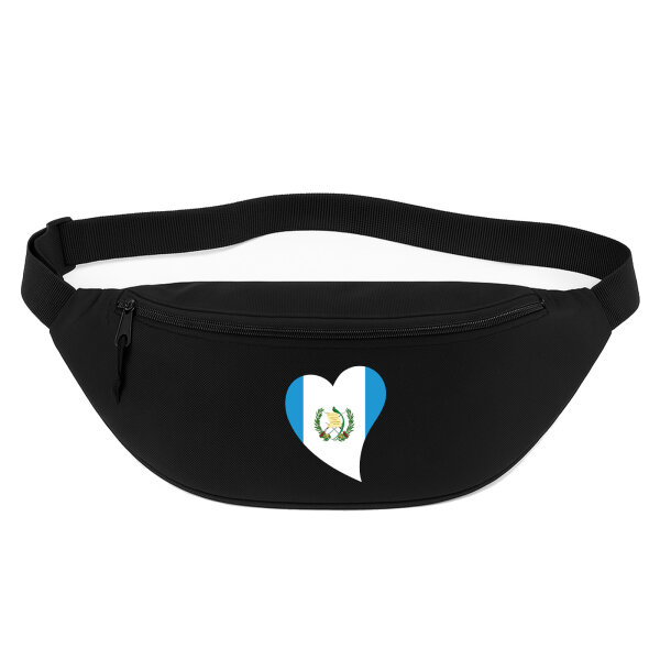 Bauchtasche Guatemala Flagge Herz 2,5 Liter Black