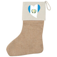 Weihnachtsstrumpf Guatemala Flagge Herz Beige Jute