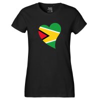 Damen T-Shirt Guyana Flagge Herz