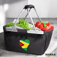 Einkaufskorb faltbar Guyana Flagge Herz 20 Liter Black