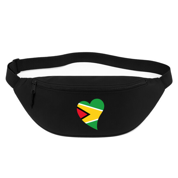 Bauchtasche Guyana Flagge Herz 2,5 Liter Black