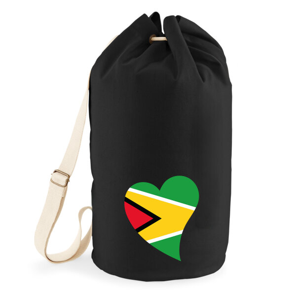 Seesack Guyana Flagge Herz 20 Liter Black
