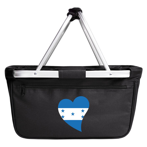 Einkaufskorb faltbar Honduras Flagge Herz 20 Liter Black