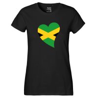 Damen T-Shirt Jamaika Flagge Herz